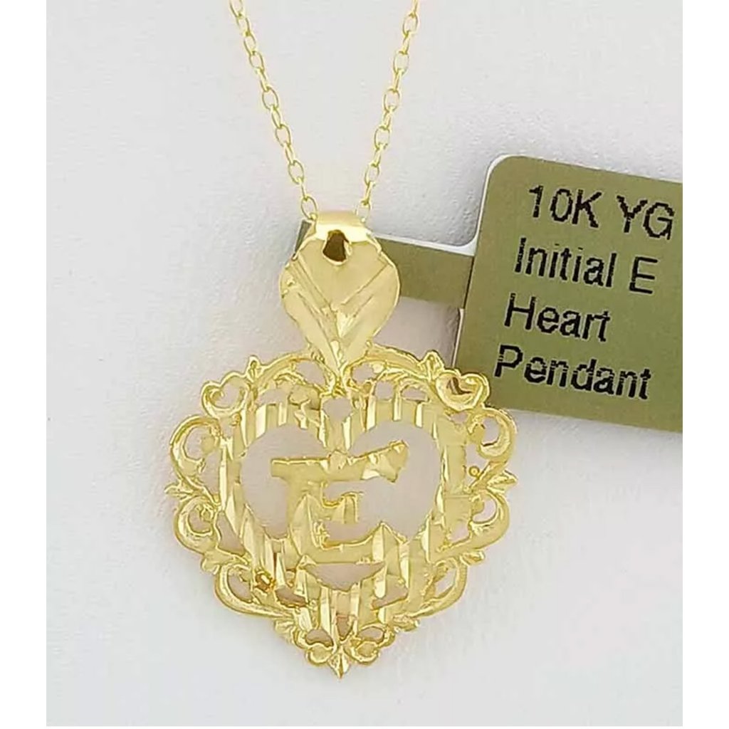Initial "E" Pendant 10k Solid Yellow Gold